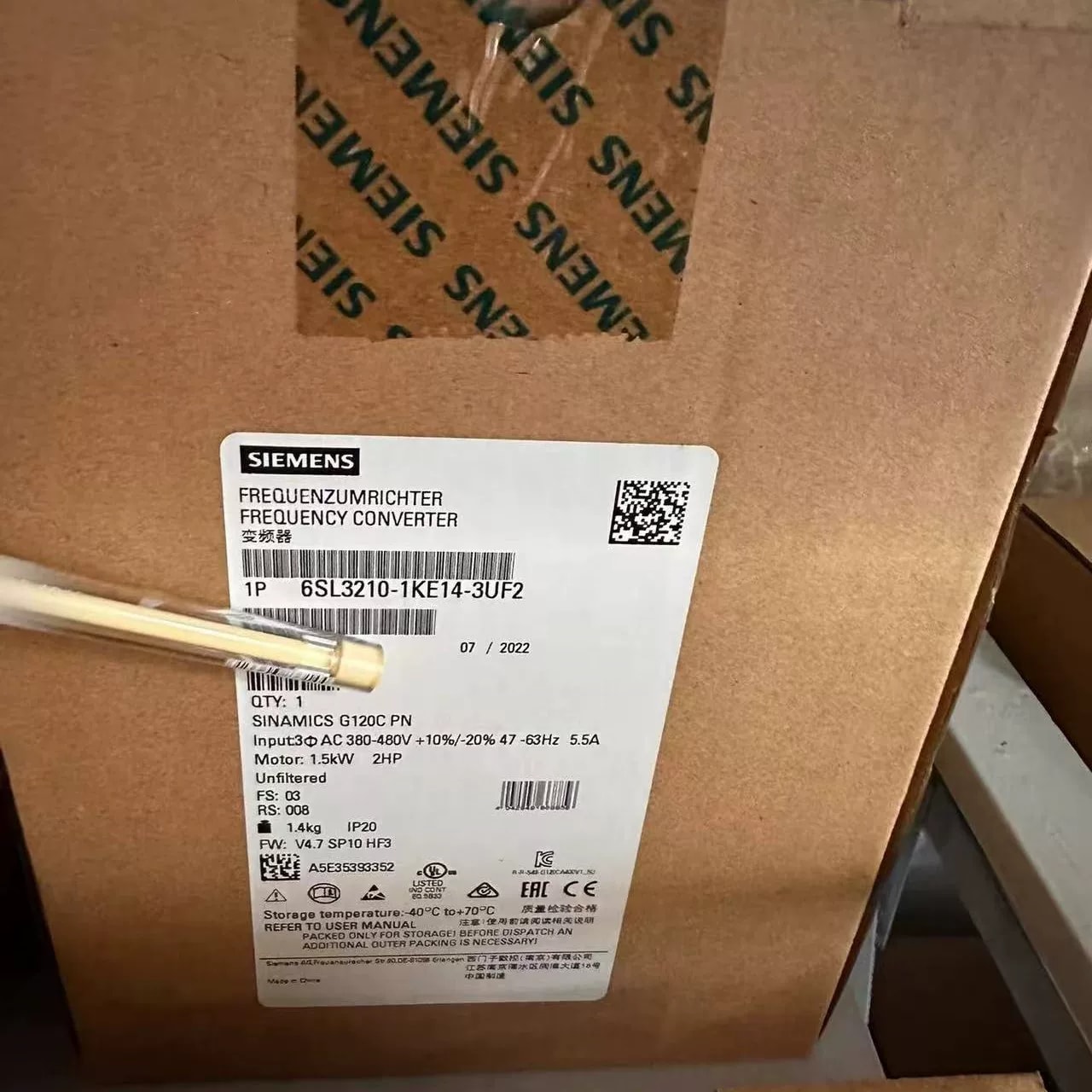 6sl3210-1ke32-1af1 Siemens SINAMICS G120C PN 110,0KW FILA